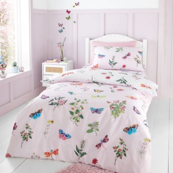 Lenjerie de pat pentru copii pentru pat de o persoană 135x200 cm Butterfly Garden – RHS