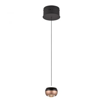 Lustră negru-arămiu LED cu abajur din metal ø 15,5 cm Orbit – Trio Select