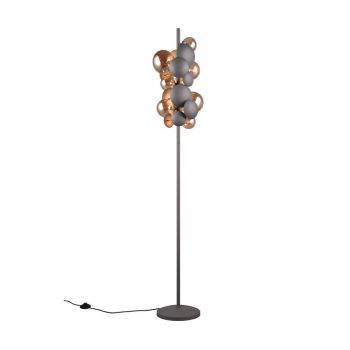 Lampadar gri-auriu cu abajur din sticlă (înălțime 155 cm) Bubble – Trio Select