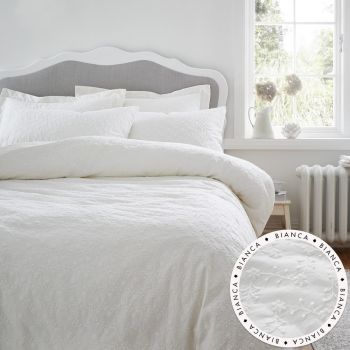 Lenjerie de pat albă din bumbac pentru pat de o persoană 135x200 cm French Knot Jacquard – Bianca