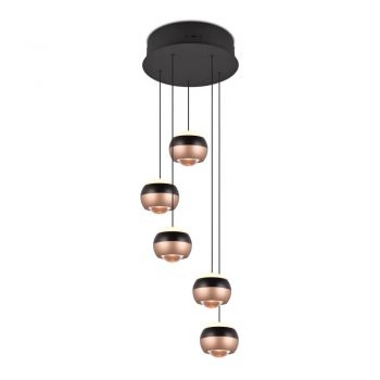 Lustră negru-arămiu LED cu abajur din metal ø 30 cm Orbit – Trio Select