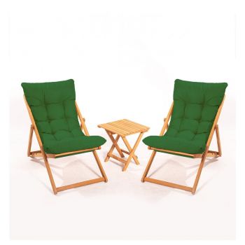 Set mobilier de grădină verde/natural din lemn de fag pentru 2 persoane – Floriane Garden ieftin
