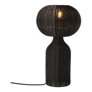 Veioză neagră cu abajur din ratan (înălțime 43 cm) Werna – Villa Collection
