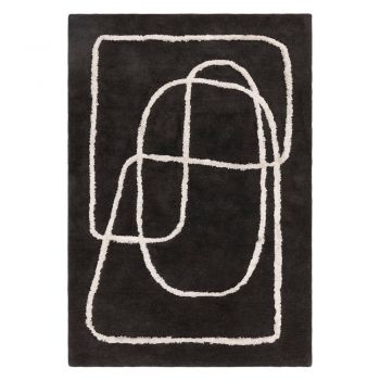 Covor negru handmade din lână 160x230 cm Matrix – Asiatic Carpets