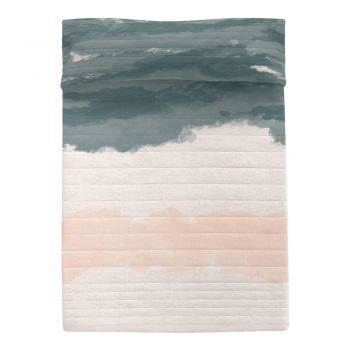 Cuvertură roz-gri matlasată din bumbac 240x260 cm Seaside – Blanc