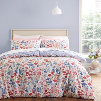 Lenjerie de pat albastră/roz din bumbac pentru pat dublu 200x200 cm Olivia Floral – Bianca ieftina