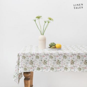 Față de masă din in 140x250 cm White Botany – Linen Tales
