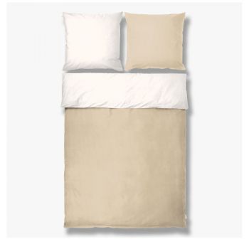 Lenjerie de pat albă/bej din bumbac percal pentru pat de o persoană/extinsă 140x220 cm Shades – Mette Ditmer Denmark