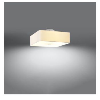 Plafonieră albă cu abajur din sticlă/cu abajur textil 45x45 cm Kortez – Nice Lamps ieftina
