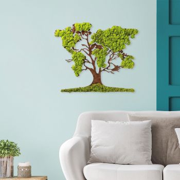 Accesoriu decorativ de perete Tree 2, Verde, 59x71 cm