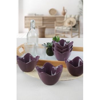 Set boluri ceramice Purple Lily Cookie 12 Cm 6 Pieces, Violet, 12x7.5x7.5 cm