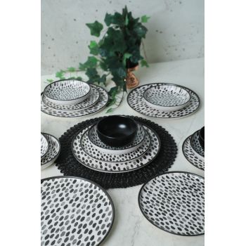 Set de cină din ceramică, Negru, 28 cm