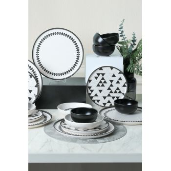 Set de cină din ceramică Dune, Negru, 28 cm