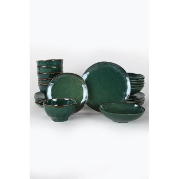 Set de cină din ceramică Zumrut Set 24 piese, Verde inchis, 26 cm
