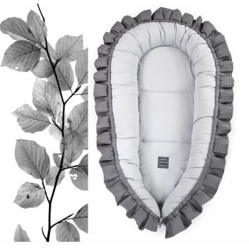 Babynest din bumbac Floo for Baby Classic Waffle GraphiteGray