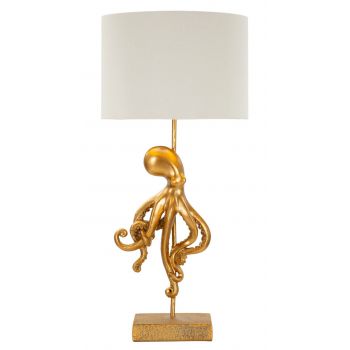 Lampa de masa Octopus, Mauro Ferretti, 1x E27, 40W, 30.5x64.5 cm, polirasina/fier/textil, auriu la reducere
