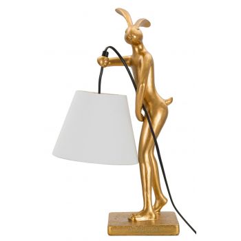 Lampa de masa Rabbit Stand, Mauro Ferretti, 1 x E14, 40W, 26x16x47 cm, polirasina/fier/textil, auriu/alb ieftina