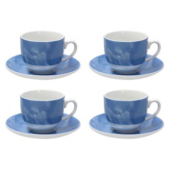 Set 4 cesti de cafea cu farfurie Sfera, Andrea Fontebasso, 250 ml, portelan, albastru