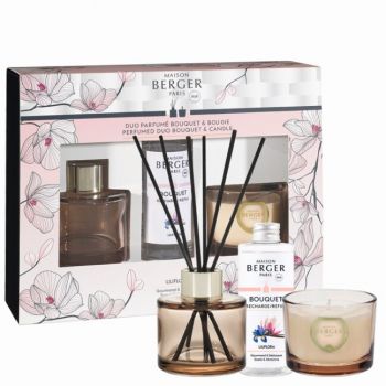 Set Maison Berger mini Duo Bolero cu difuzor parfum 80ml + lumanare parfumata 80g Liliflora