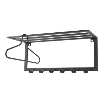 Cuier de perete negru cu raft din metal Ivar – Spinder Design