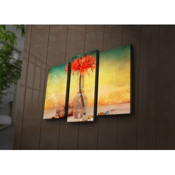 Tablou Canvas cu Led Floare Portacalie, Multicolor, 66 x 45 cm
