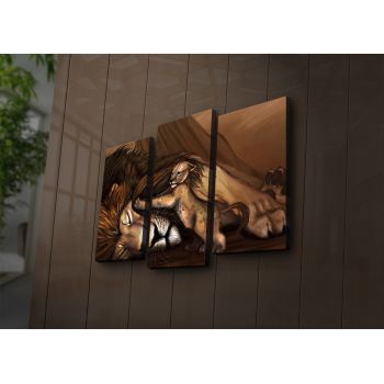 Tablou Canvas cu Led Lion King, Multicolor, 66x45 cm