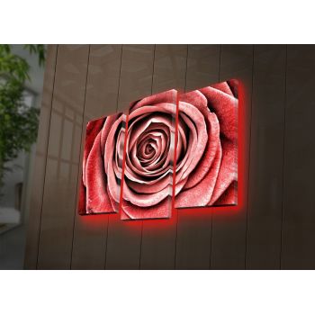Tablou Canvas cu Led Led Trandafir Rosu, Multicolor, 66 x 45 cm ieftin