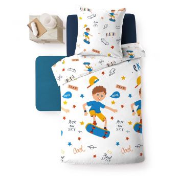 Lenjerie de pat pentru copii din microfibră pentru pat de o persoană 140x200 cm Skateboy – douceur d'intérieur