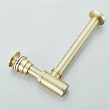 Sifon decorativ pentru lavoar și ventil universal cu click-clack, auriu periat la reducere