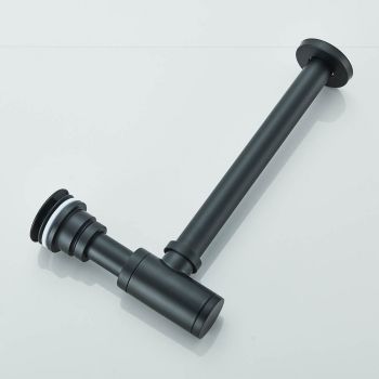Sifon decorativ pentru lavoar și ventil universal cu click-clack, negru mat