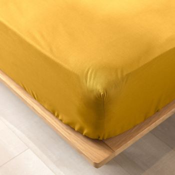 Cearceaf galben din bumbac organic cu elastic 140x190 cm Biolina – douceur d'intérieur
