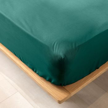 Cearceaf verde din bumbac organic cu elastic 90x190 cm Biolina – douceur d'intérieur