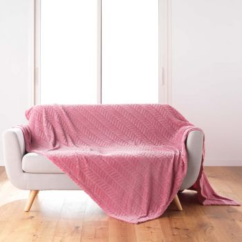 Cuvertură roz din microflanel 180x220 cm Arya – douceur d'intérieur