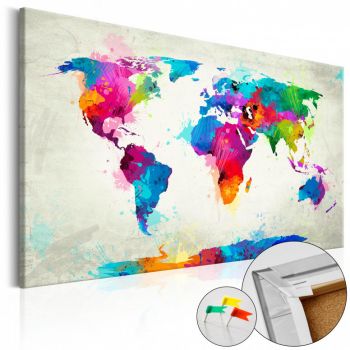 Tablou din plută - An Explosion of Colors [Cork Map] 120x80 cm ieftin