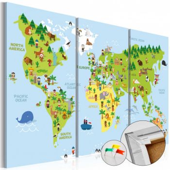 Tablou din plută - Children's World [Cork Map] 120x80 cm ieftin