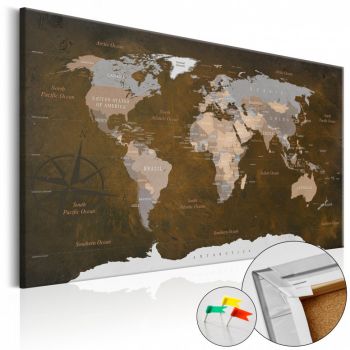 Tablou din plută - Cinnamon Travels [Cork Map] 120x80 cm ieftin