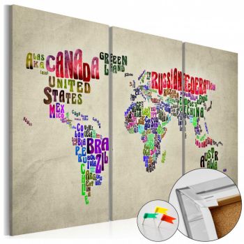 Tablou din plută - Colorful Countries [Cork Map] 120x80 cm ieftin
