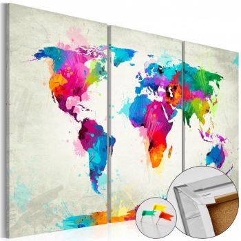Tablou din plută - Colourful Expression [Cork Map] 90x60 cm