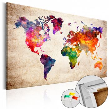 Tablou din plută - Colourful Universe [Cork Map] 120x80 cm ieftin