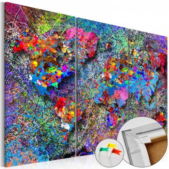 Tablou din plută - Colourful Whirl [Cork Map] 60x40 cm