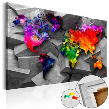 Tablou din plută - Cubic World [Cork Map] 120x80 cm ieftin