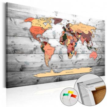 Tablou din plută - Direction World [Cork Map] 120x80 cm