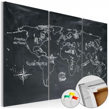 Tablou din plută - Geography lesson [Cork Map] 120x80 cm ieftin