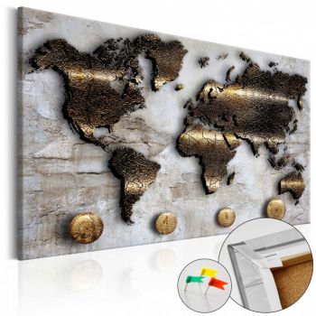 Tablou din plută - Golden Journey [Cork Map] 120x80 cm ieftin