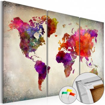 Tablou din plută - Mosaic of Colours [Cork Map] 60x40 cm