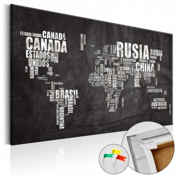 Tablou din plută - Mundo Negro [Cork Map] 120x80 cm ieftin