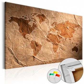 Tablou din plută - Paper Map [Cork Map] 120x80 cm ieftin