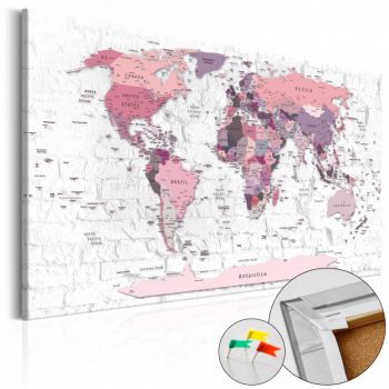 Tablou din plută - Pink Frontiers [Cork Map] 120x80 cm ieftin