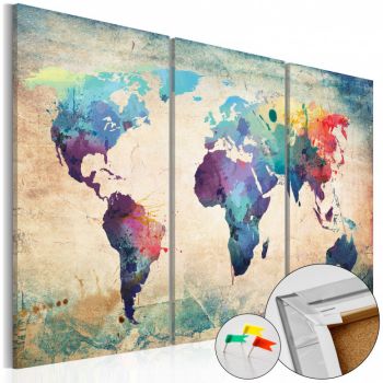 Tablou din plută - Rainbow Map [Cork Map] 120x80 cm ieftin