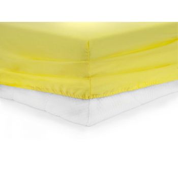 Cearsaf de pat cu elastic, Heinner, Galben, 180x200cm (Bumbac 100%)
